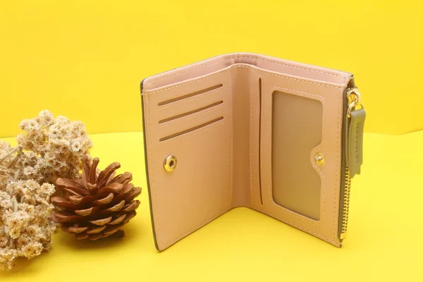 Κομψή Σύνθεση Notebook Και Χριστουγεννιάτικο Δέντρο Στο Φόντο Χρώμα — Φωτογραφία Αρχείου