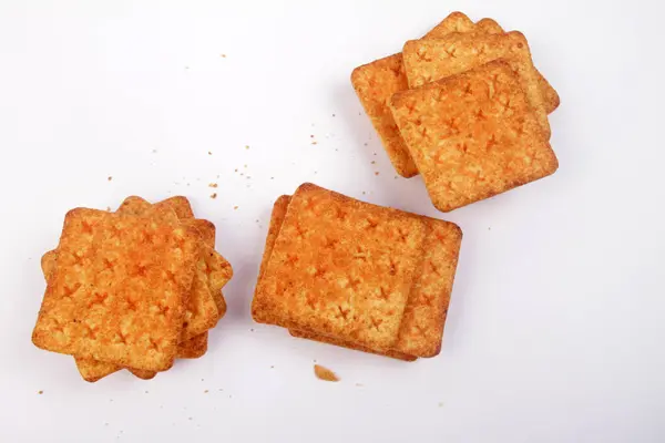 Close Crispy Bread White Background — Stock Photo, Image