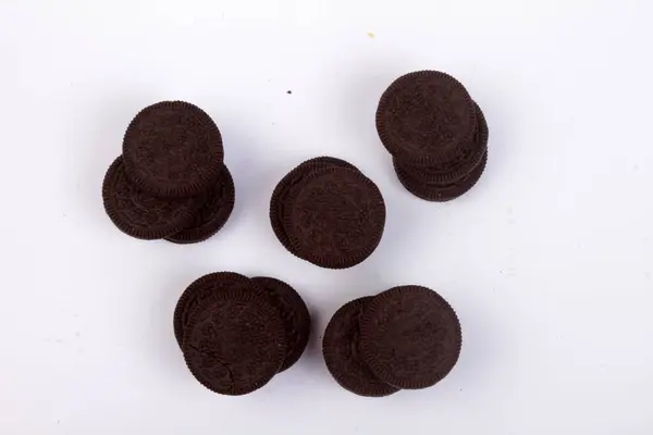 Schokoladenchips Isoliert Auf Weißem Hintergrund Schokolade — Stockfoto