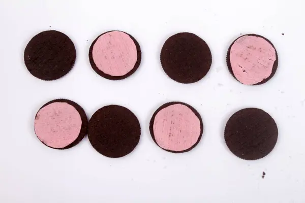 Sada Kulatých Sušenek Čokoládou Čokoládovými Lupínky — Stock fotografie