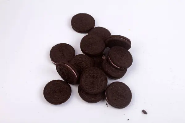 Sušenky Čokoládou Izolované Bílém Pozadí — Stock fotografie