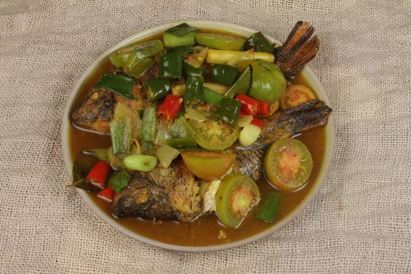 Pindang Ikan Cozinhar Peixe Com Legumes Sopa Peixe Comida Asiática — Fotografia de Stock