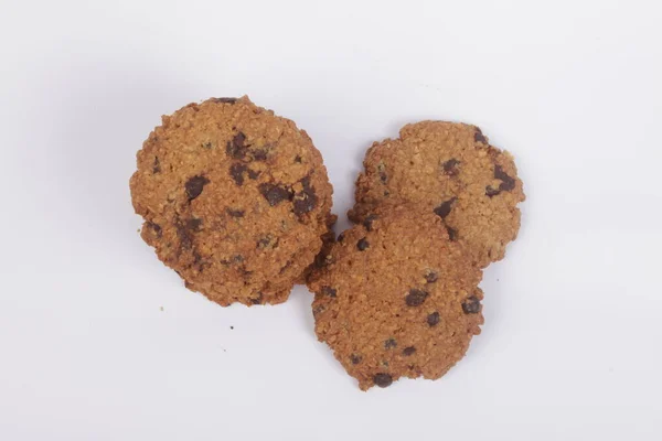 Biscoitos Cookies Sobre Fundo Branco — Fotografia de Stock