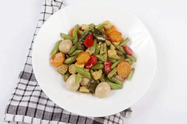 stock image a plate of saut vegetables. asian food