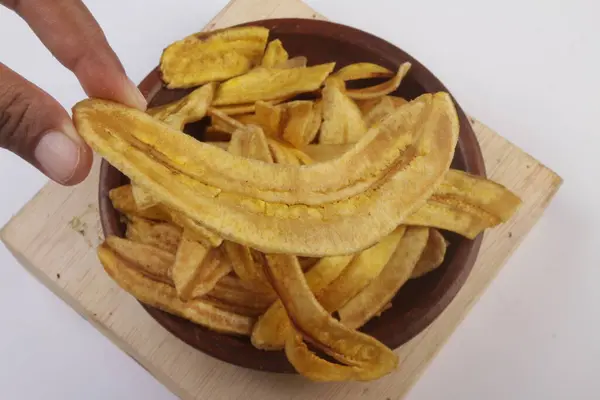 Тарелка Жареного Банана Карамелью Чаем — стоковое фото