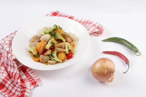 Talerz Warzywami Jajkiem Żywność Azjatycka — Zdjęcie stockowe