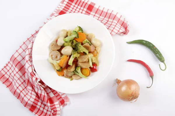 Talerz Warzywami Jajkiem Żywność Azjatycka — Zdjęcie stockowe