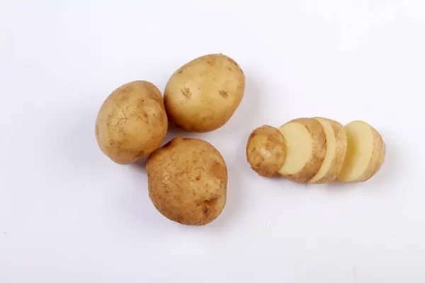 Νωπές Πατάτες Απομονωμένες Λευκό Φόντο — Φωτογραφία Αρχείου