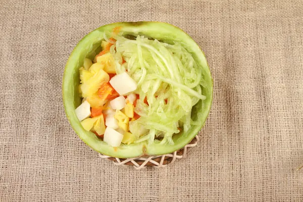Glace Fruits Sur Bol Melon — Photo