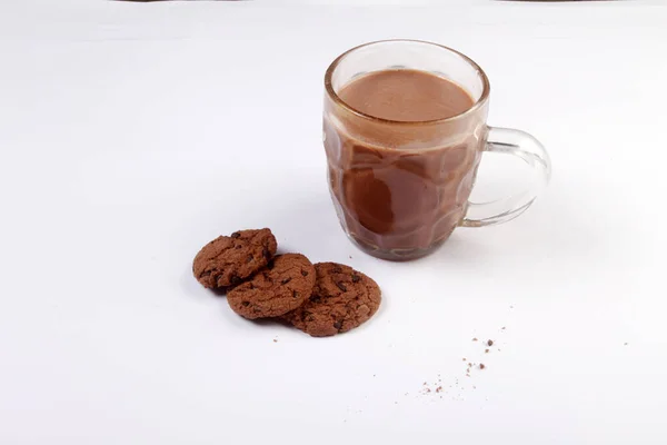 Süti Egy Pohár Csokis Tej — Stock Fotó