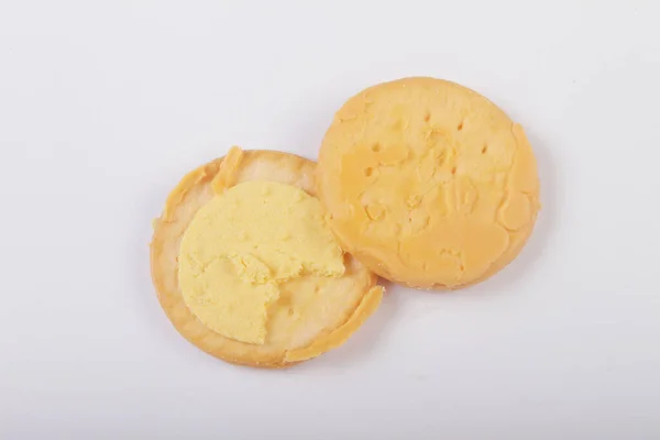 Масло Печиво Білому Тлі — стокове фото