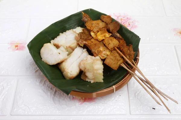 Satay Padang Hagyományos Étel Indonéziában Ázsiai Élelmiszer — Stock Fotó