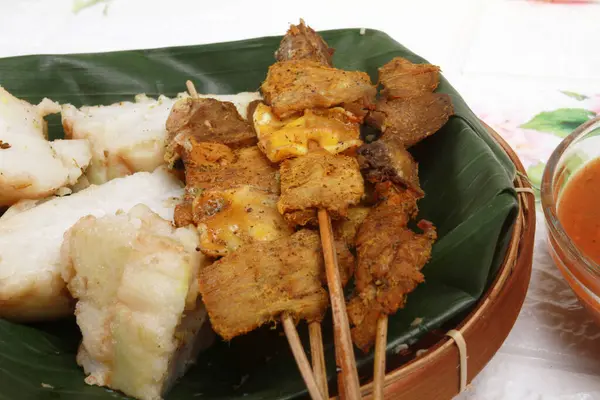 Satay Padang Makanan Tradisional Indonesia Makanan Asia — Stok Foto