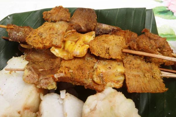 Satay Padang Comida Tradicional Indonesia Comida Asiática —  Fotos de Stock