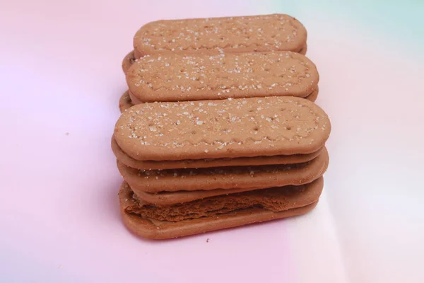 Шоколадне Бутербродне Печиво Кольоровому Фоні — стокове фото