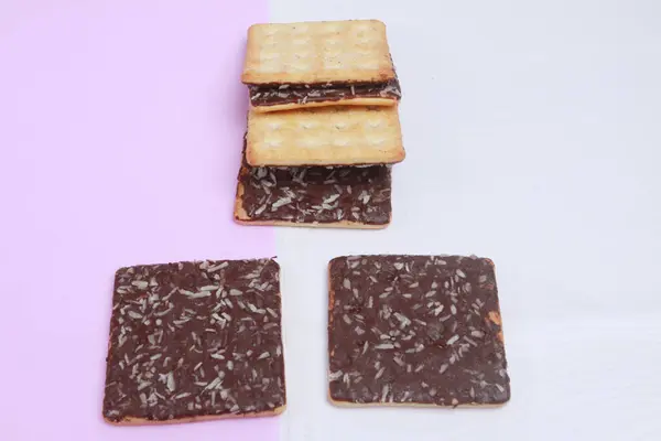 Sandwich Kex Med Choklad Grädde — Stockfoto