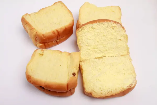 Chléb Máslem Izolované Bílé Pozadí — Stock fotografie