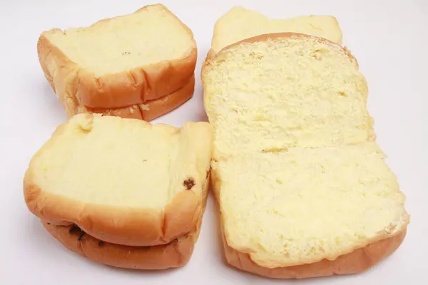 Chléb Máslo Bílém Pozadí — Stock fotografie