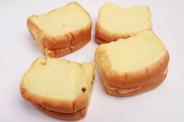 Máslový Chléb Izolované Bílém Pozadí — Stock fotografie