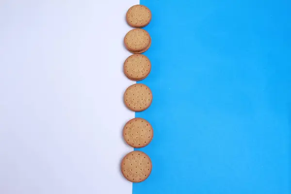 Blue Cookies White Background Top View — Stock Photo, Image
