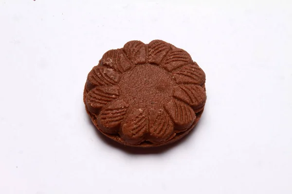 Chocolate Biscuit White Background — Stock Photo, Image