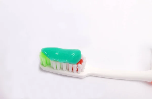 Toothbrush Toothpaste White Background Place Your Text — Stock Photo, Image