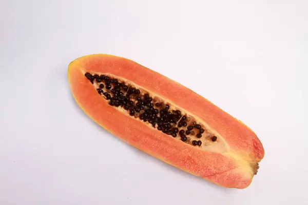 Papaya Een Witte Achtergrond — Stockfoto
