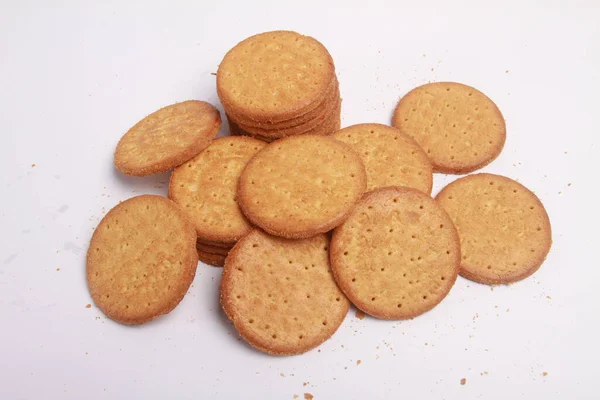 Biscuits Forme Cœur Sur Fond Blanc — Photo