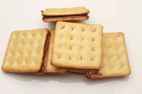 Crackers Biscuits Chocolate Cream — Stock Photo, Image