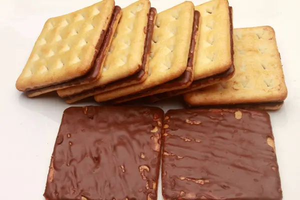 Schokoladenkekse Mit Schokolade — Stockfoto