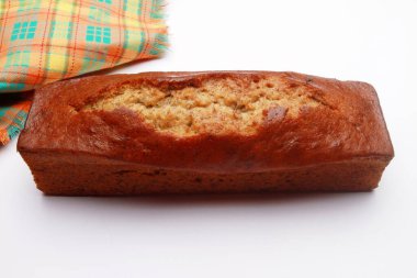 Metin için kopyalama alanı olan beyaz bir arkaplanda ev yapımı ekmek