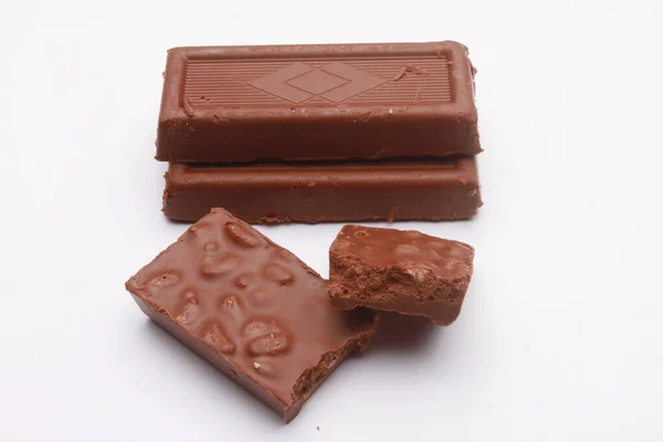 Barra Chocolate Sobre Fondo Blanco — Foto de Stock