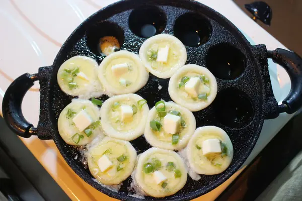Jedzenie Ulicy Gotowanie Takoyaki Japońskie Jedzenie — Zdjęcie stockowe