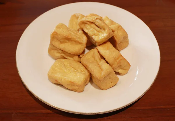 Une Assiette Tofu Frit — Photo