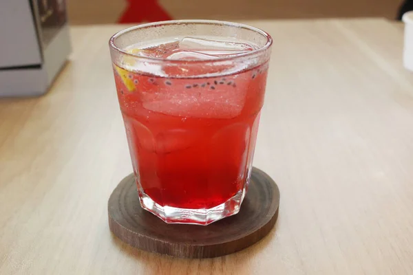 iced red soda drink