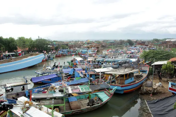 Pekalongan Indonesien Dezember 2019 Fischerboote Pier — Stockfoto