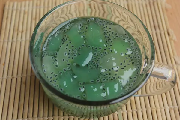 Ένα Ποτήρι Πάγο Selasih Μίγμα Φοίνικα Φρούτα Ζάχαρη — Φωτογραφία Αρχείου