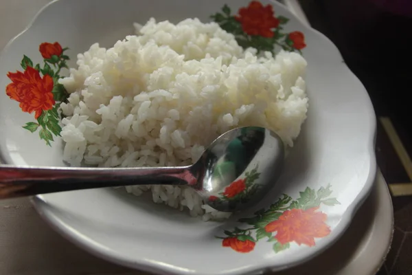Rýže Zeleninou Rýží Stole — Stock fotografie