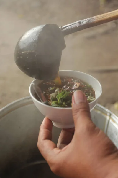 Siap Untuk Semangkuk Soto Grombyang Masakan Tradisional Indonesia — Stok Foto