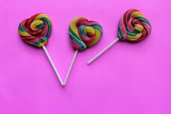 Lolipop Süßigkeiten Isoliert Auf Rosa Hintergrund — Stockfoto