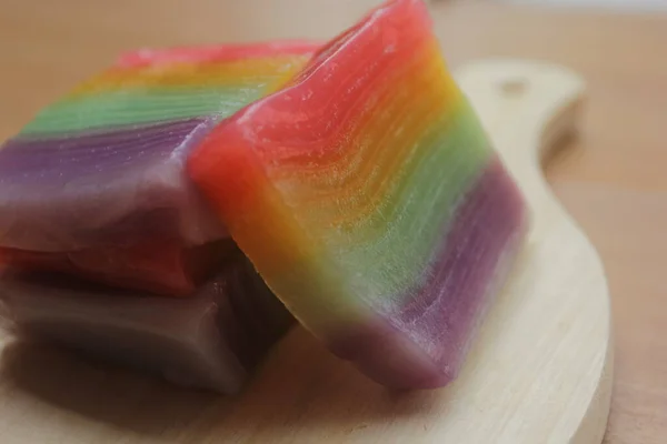 Rainbow Pudding Table — Stock Photo, Image