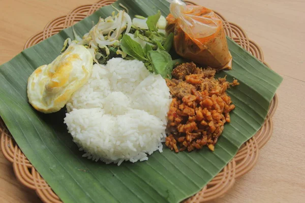 Sepiring Nasi Pecel Masakan Indonesia Makanan Asia — Stok Foto