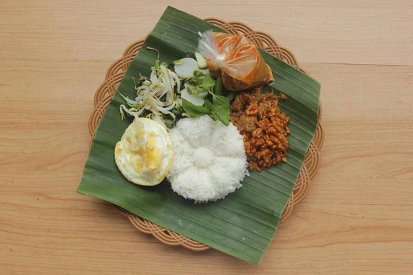 Plato Nasi Pecel Cocina Indonesia Comida Asiática — Foto de Stock