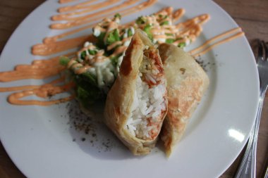 Lezzetli Asya mutfağının yakın görüntüsü