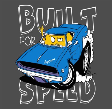 Çizgi film arabasının vektör çizimi.