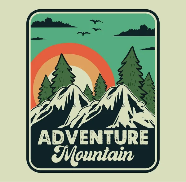 Emblème Montagne Vintage Style Rétro — Image vectorielle
