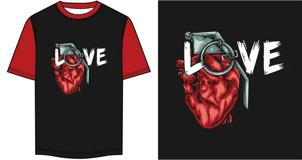 Projeto Camisa Coração Ilustração Gráfica Vetor Projeto Shirt — Vetor de Stock