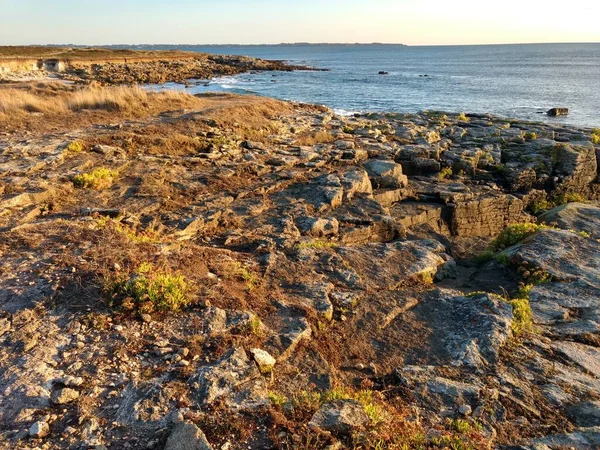 Kusten Ploemeur Morbihan Vid Solnedgången Högkvalitativt Foto — Stockfoto