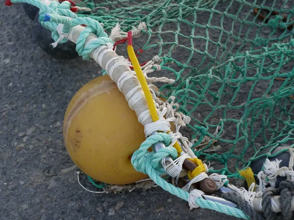 Ένα Κοντινό Πλάνο Ενός Διχτυού Αλιείας Λόρδου Βρετάνης — Φωτογραφία Αρχείου