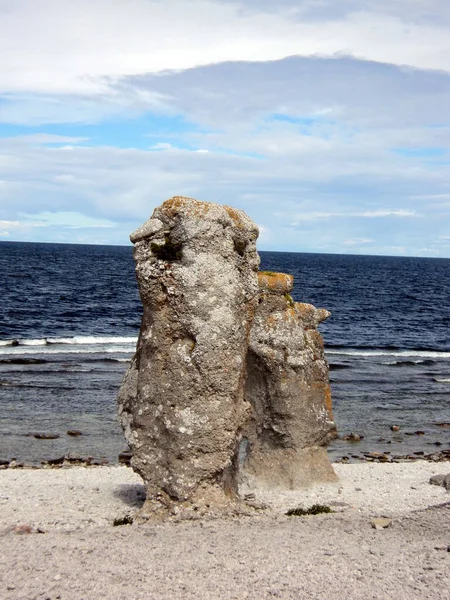 Gotland Island Strange Stone Formation Rauks Faro Langhammars — Stock Photo, Image